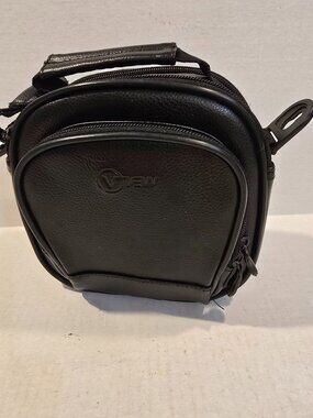 Camera Bag VIEW Padded Soft-shell Black 2 Zip Compartments Black Faux Leather 7"